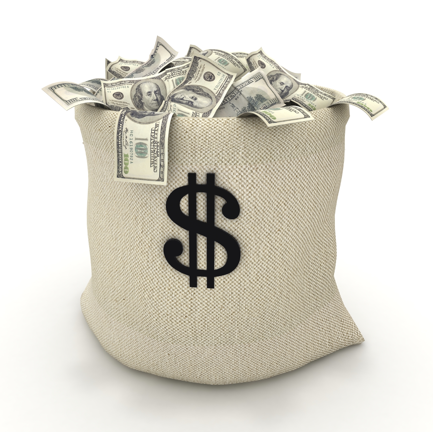 $100 Bills in a Bag