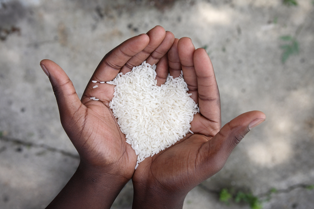 San Diego real estate Hand holding rice in the shape of a heart