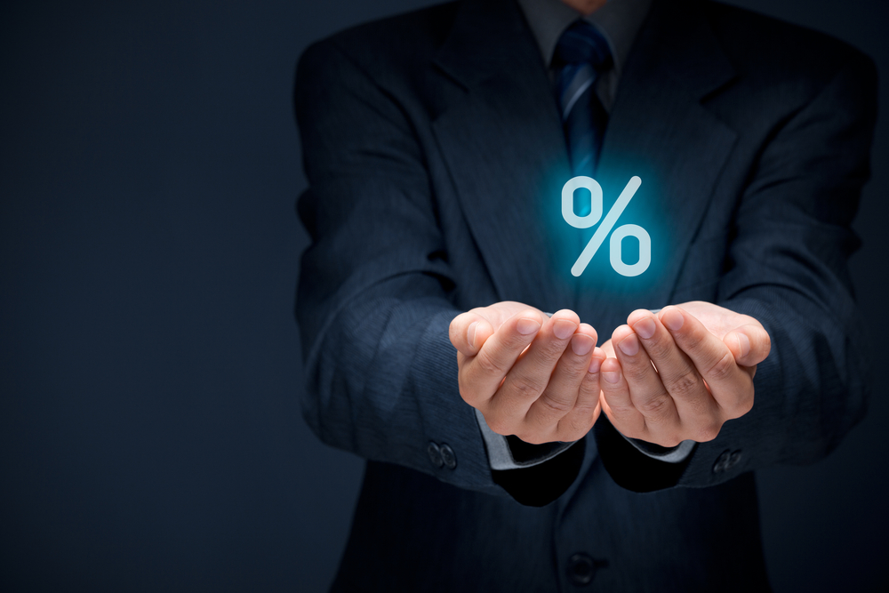 real-estate-commission Two hands holding a percent sign